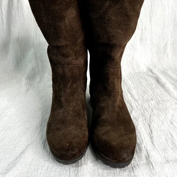 Suede Cowboy Chocolate Brown Boots Plaid Lined Women 5.5 Western Ranch Soft NOTE - Picture 5 of 16